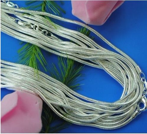 

wholesale 925 silver chains necklace snake chain necklaces 1mm 16"-24" 10pcs /lot