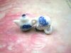 Antique Chinese teapot ceramic charms, blue-white porcelain style ceramic pendants