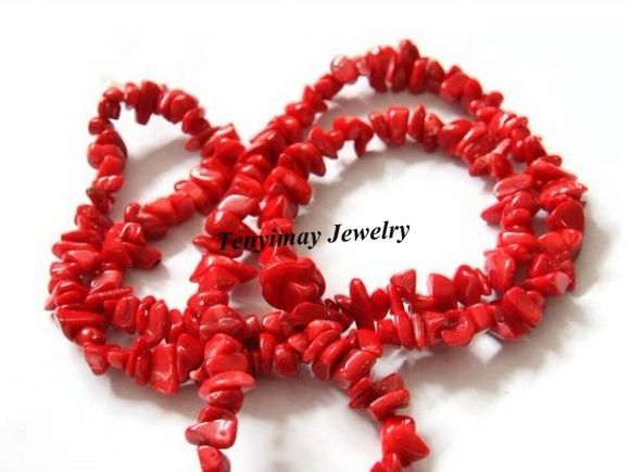 Wholesale 5mm Red Coral Chips Beads, Semi-Finished Coral beads, Grave Shape DIY Jewelry Loose Beads