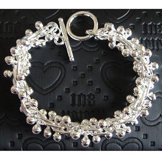 Best-selling 925 silver bead charm bracelet grape girl fashion jewelry 8-inch long free shipping