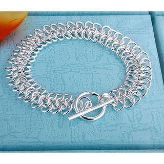 Najlepiej sprzedający się 925 Silver Circle Bransoletka Biżuteria Moda Unisex Prezent Darmowa Wysyłka 10piece / Lot