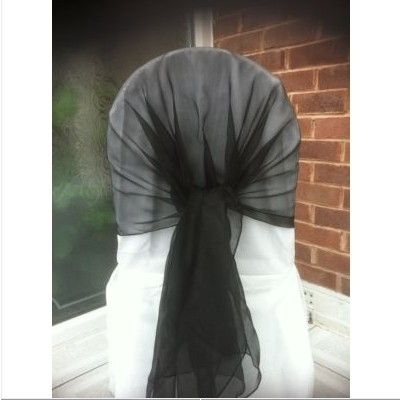 65cm*200cm White Chair Cover Hood/Wrap Tie Back Organza Sash Bow A With 