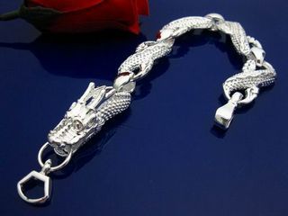 Il braccialetto di fascino d'argento 925 di migliore vendita grande Bailong unisex dei monili di modo libera il trasporto 10pezzo