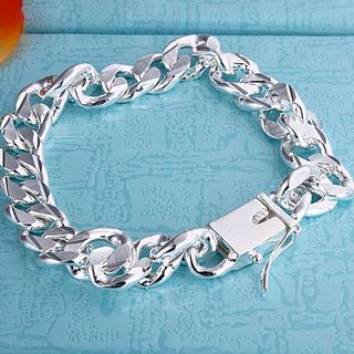 Best-seller 925 bracelet en argent 10 MM carré boucle côté mode bijoux livraison gratuite 10 pièces