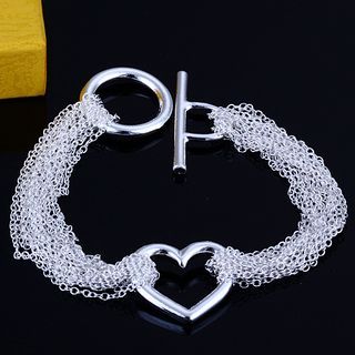Best-seller do Dia Dos Namorados dom jóias de prata malha coração charme pulseira 925 frete grátis 10 peças