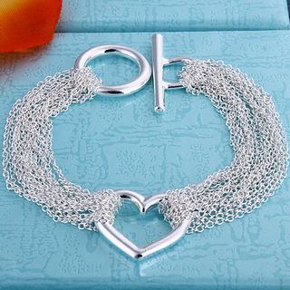 Best-seller cadeaux de Saint-Valentin bijoux maille d'argent bracelet de charme de coeur 925 livraison gratuite 10 pièce