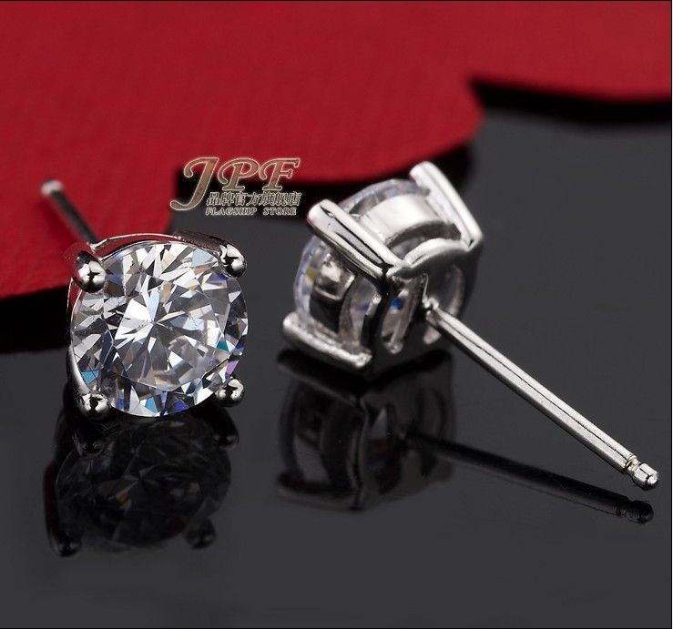 Big Swiss Diamond Stud Earrings Vintage Style 925 Sterling Silver Jewelry For Women Four Claw Fashion Diamond Stud Earrings 