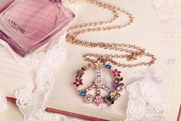 New Fashion anti-war signs Pendant Necklace Multi Color Zircon long necklace sweater chain peace sweater necklace MS102360