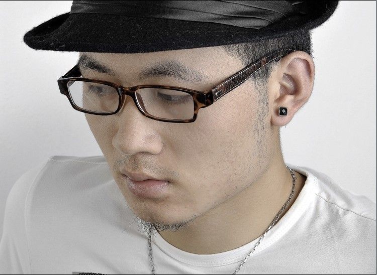 Schwarzer Diamant-Bolzen-Ohrringe Gemetric Art- und Weisekoreanische Frauen-Bolzen-Ohrringe 925 Sterlingsilber-Ohr-Schmucksache-Leuchter-Ohrringe / 
