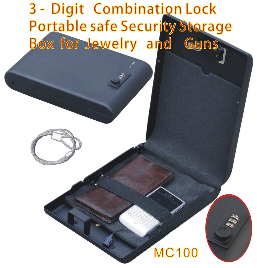 Wholesale Portable 3 Digit Combination Lock Mini Car Gun Safe Security Storage Box Vault