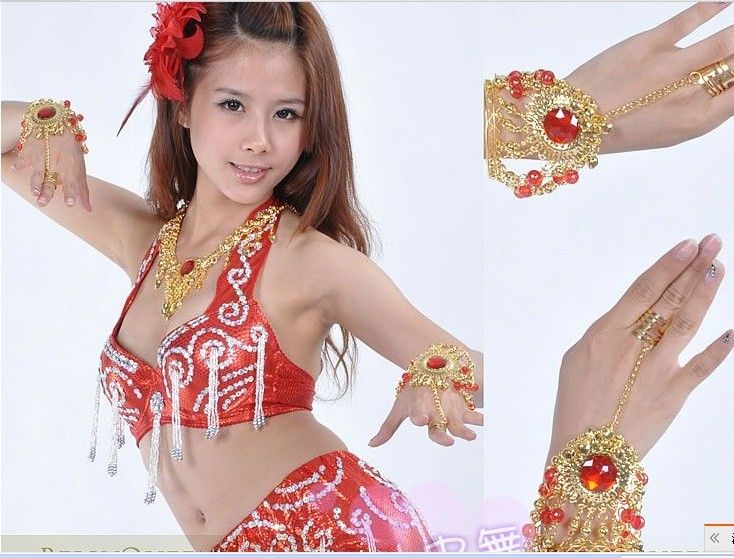 BELLY DANCE COSTUME FASHION JEWELRY BRACELET TRIBAL ACCESSORY Belly Dance Gem Bracelet Blue/ Red /Rose red