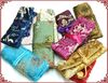 Fold out Roll up Cosmetic Toiletry Bag Silk Fabric Zippered String 10pcs/lot Mix Color