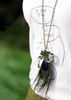 Unique Peacock rhinestone pendant Long Natural Feather necklace/bib necklace 50pair/lot