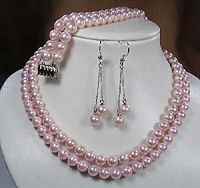 Grossiste 8MM coquille rose perle collier bracelet boucles d'oreilles