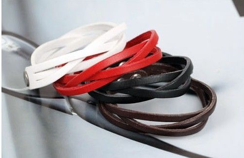 Venda por atacado -Unicia pulseiras / corda de couro Cuff pulseira charme pulseira envoltório de jóias pulseira para mulheres