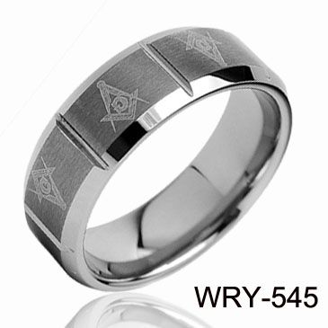 6mm 8mm Masonic Laser Tungsten Pierścień Weddding Pierścień Biżuteria Comfort Style Rings Fit
