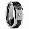 Mode-sieraden Tungsten Ringen Diamond Carbon Fibre Wedding Bands voor Mannen Verlovingsringen