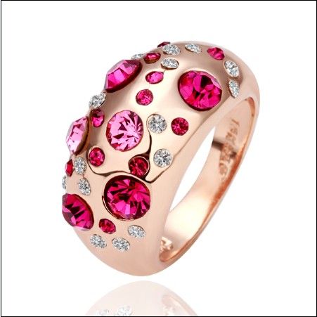 Best-seller de cristal banhado a ouro rosa 18K anel de diamante jóias moda menina bonita frete grátis