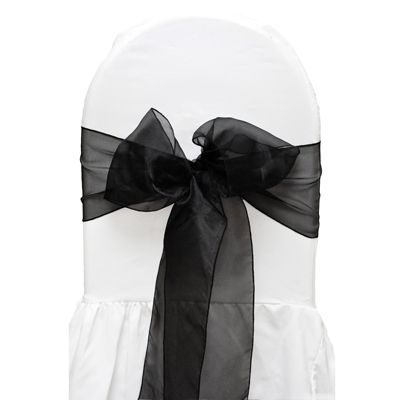 Black Organza Chair Sashes Bow Cover Wedding Party Banquet Decorations 50 Pcs / lot Free shipping