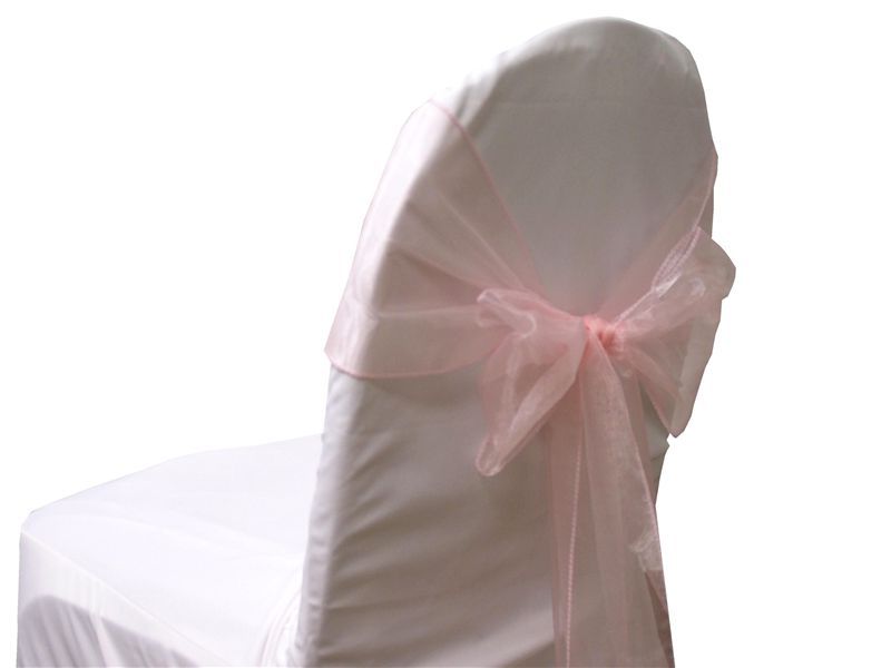 50 Pcs / lot Pink Organza Sashes Chair Cover Bow Sash Wedding Party Banquet Hot