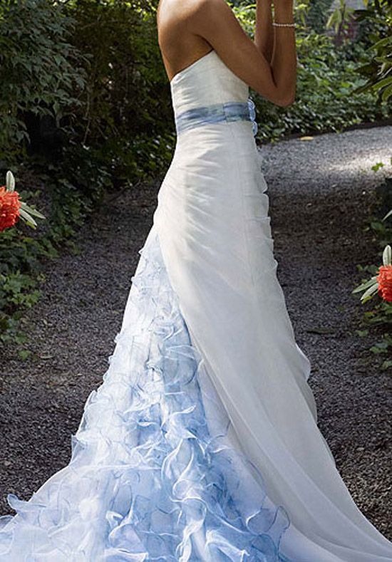 Designers White Blue Bridal Wedding Dresses Strapless Flouncing Vintage ...