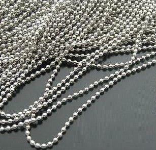 Großhandel 100 stücke Silber Überzogene Legierung Hund Tags Kugelkette Halsketten 2 4mm Perle Edelstahl Perlenkette Dog Tags FG1