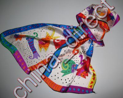 Cutie Animal Design 100% Silk Scarf Scarves Silk Scarf Kvinnor Flicka Kid 20 st / Ny # 1898