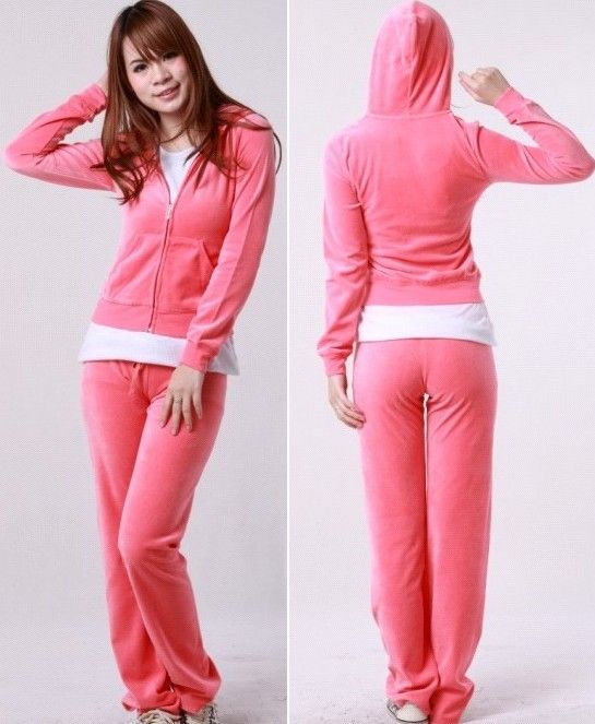 Pure Pink Women Tracksuit Velour Hoodie Pants S M L XL MIX OF Online ...
