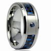 faixas de casamento de fibra de carbono marca New Tungsten anéis de diamante de dois tons para homens anéis de noivado