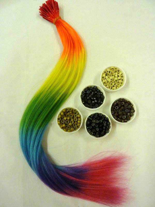 FEATHER Hair Extensions RAINBOW TIE DYE SYNTHETIC FEATHERS +200 BEADS !! From Professionals2000