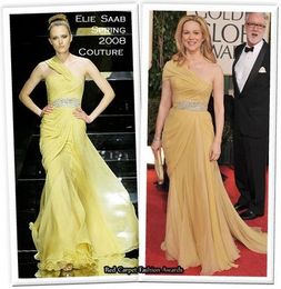 Laura Linney Asymmetric One Shoulder The 66th Golden Globes Chiffon Red-Carpet Celebrity Dresses