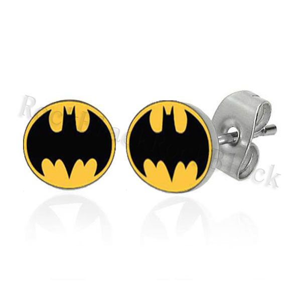 2021 8mm Batman Logo Ear Stud Earring Surgical Steel Body Jewelry CR028