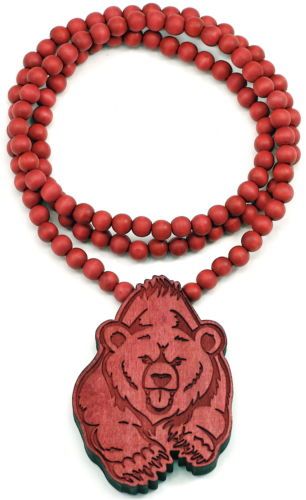 Nuevo oso colgante de madera colgante collar de cadena de madera buena madera NYC Mascot Paw / envío gratis