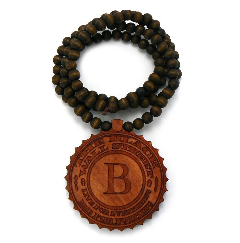 10pcs / lot hip hop en bois le pendentif noir de la rue Noir + 36 pouces Bonne chaîne de collier perlé en bois