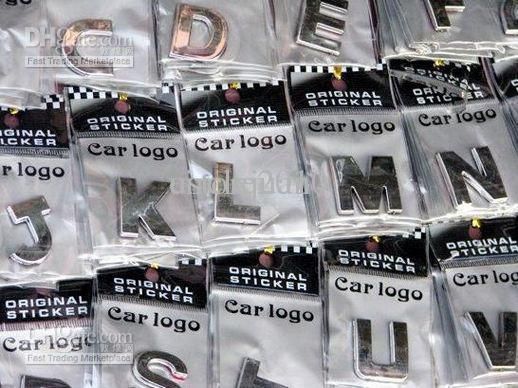 400 sztuk / partia 3D Samochód Auto Emblem Naklejki Badge Chrome Letters Naklejki Samochodowe Naklejki Zderzak Naklejki