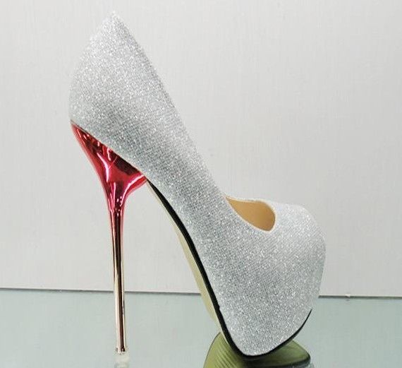 light gray high heels