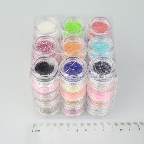 1 conjunto / lote 45 cores Glitter Decoração Pó Crush Shell Bead Colorido Glitter Porder Para Nail Art