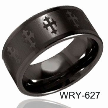 Klassieke Black Tungsten Ringen Cross Laser Rings Wedding Bands voor Mannen Comfort Fit