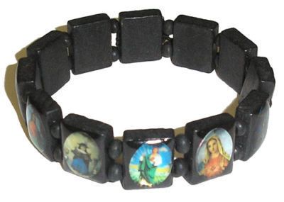 Mixed colors Lot 3 Wood Saints Bracelet Virgin Maria wooden Jesus bracelets uk religious bracelets Free Shipping