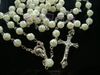 Perles blanches Cristal Chapelet Collier Chaîne Jésus Croix Pendentif Bijoux En Argent Pour Hommes 48pcs / lot Livraison Gratuite