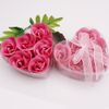 24 Boxes 6pcs Hot Pink Decorative Rose Bud Petal Soap Flower Wedding Favor in Heart-shaped Box