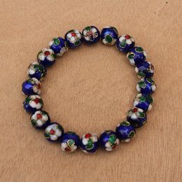 12mm Enamel Colourful Bead Bracelets Chinese Handmade Cloisonne Stretch Bracelet Women Jewellery
