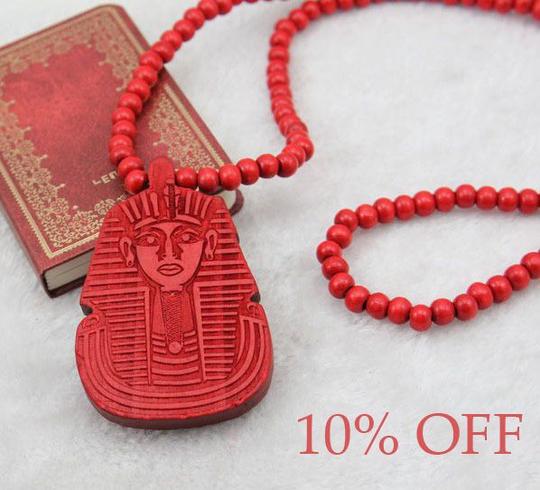 10% off!Hip Hop HIPA Pharaoh Piece Good Wood NYC Necklace Rosary Beads Necklace