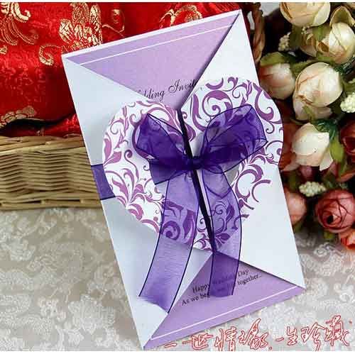 Purple Heart Invitation Wedding Invitation Card Fff Baby 