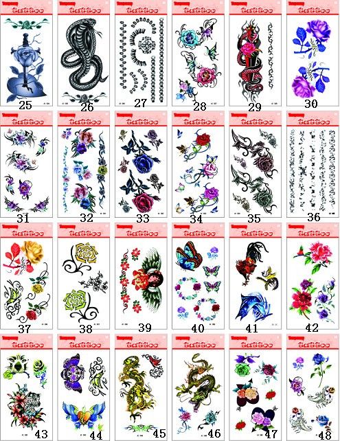 Temporary Tattoos Tattoo Stickers For Body Art Painting Waterproof Mix Designs Order A1-47
