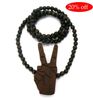 20% off!WOODEN PEACE SIGN PENDANT + 36 INCH WOOD BEADED NECKLACE GOOD CHAIN BLACK BROWN