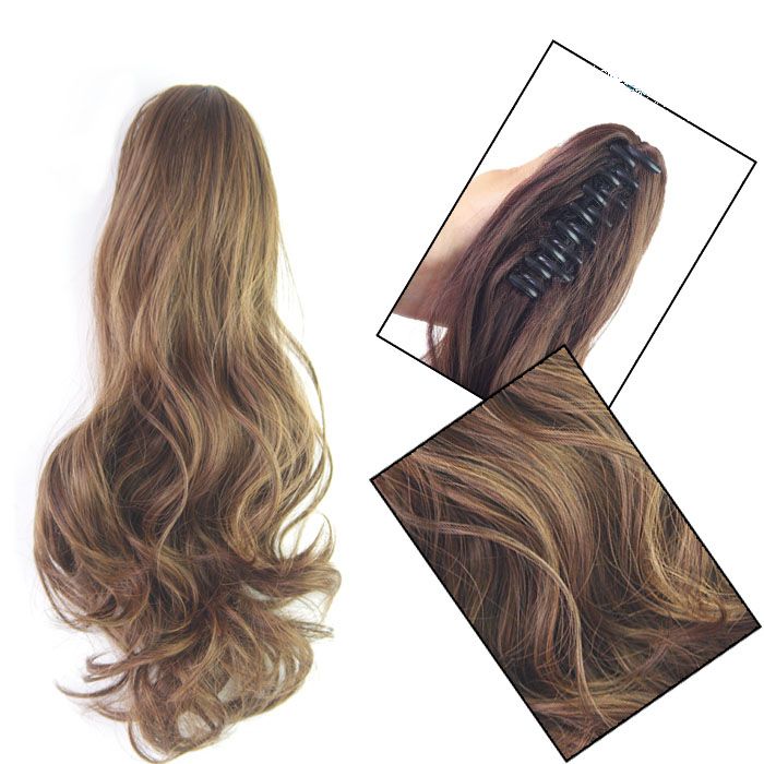 1pc / lot curl hår 35cm / 45cm klipp i hästsvans kort hårförlängning syntetiska hårbitar