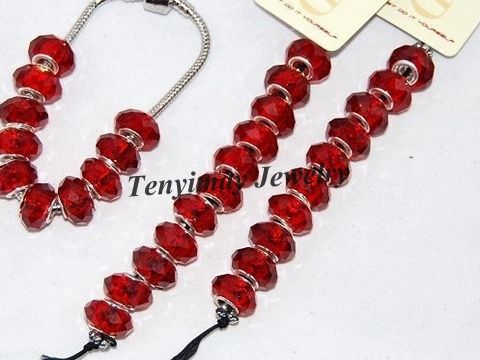 Perles entièrement en verre à facettes rouges entières pour bracelet perlé bricolage 9788716
