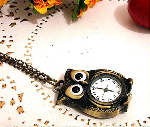 Sacred Owl Necklace Pocket Watch Pocket Klockor Halsband Kvinnors Tillbehör