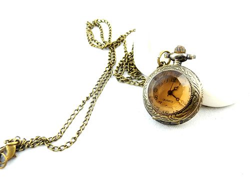 Necklace Pocket Watch POCKET WATCHES NECKLACE Europe And Dark Brown Small Face Pocket Watch Necklace